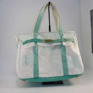 Handmade Upcycled Canvas Tote Bag Boatkin Style Patchwork Large Carryall